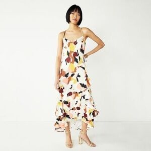 Nine West Women's Floral Print Sleeveless Maxi Dress M Medium Multicolor Boho